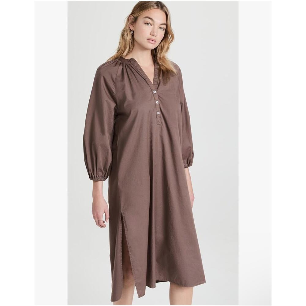 NWT Sundry Raglan Cotton Woven Henley Knee Length Brown Dress Size XL 4 Boho - Picture 8 of 16